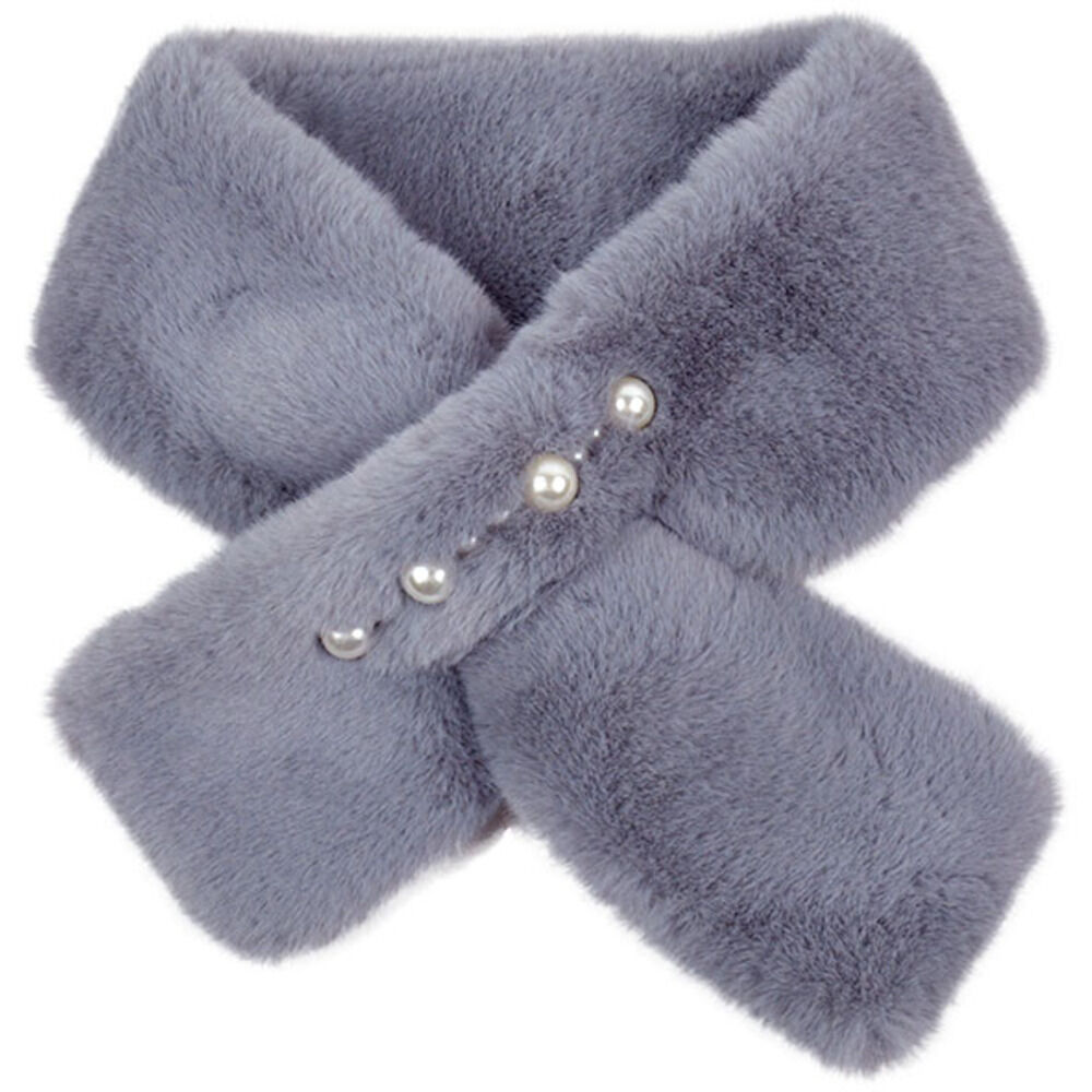 BACKYARD FAMILY「ティペット レディース ファー 通販 ミニマフラー マフラー 襟巻き 首巻き パール付 パール」|ストール|グレー1