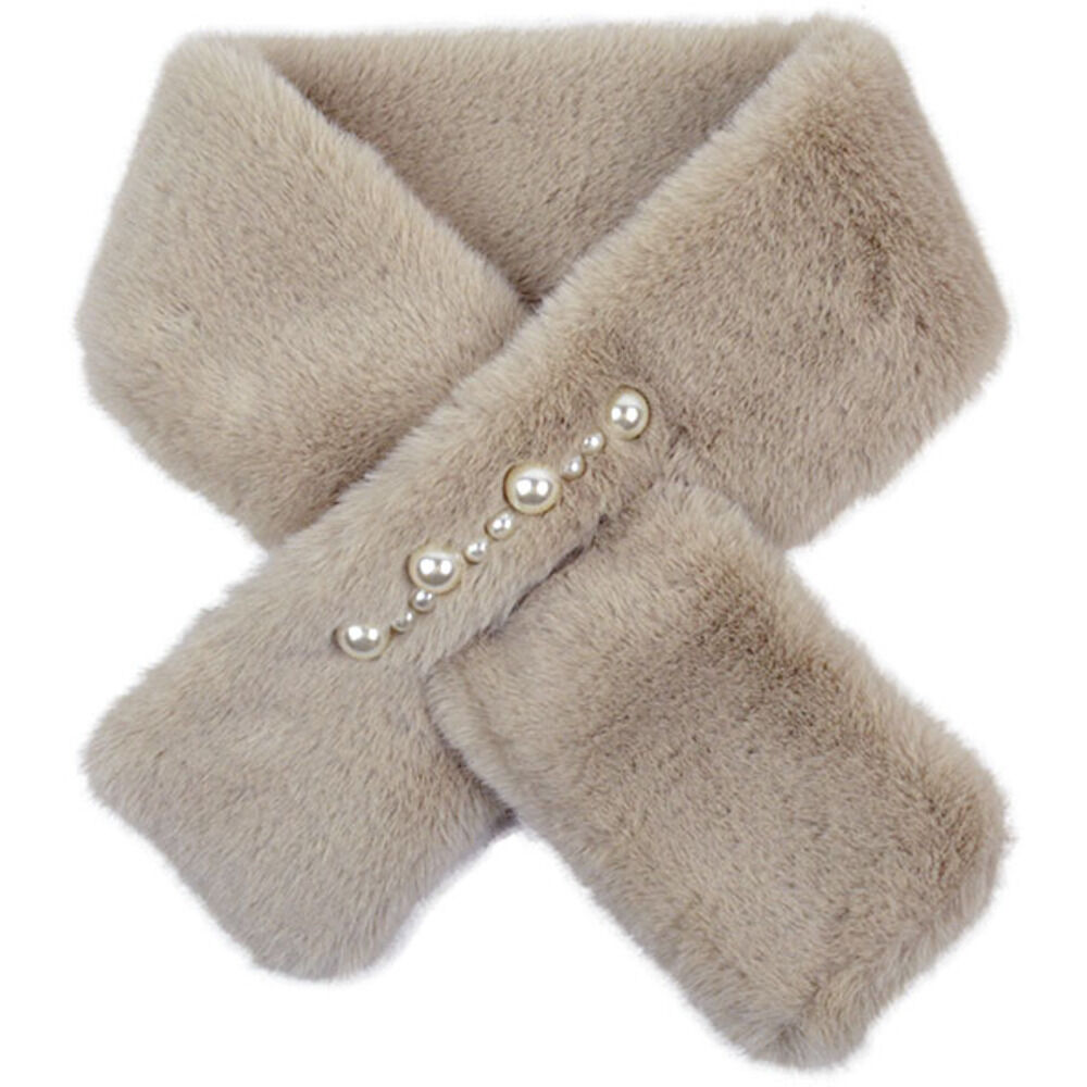 BACKYARD FAMILY「ティペット レディース ファー 通販 ミニマフラー マフラー 襟巻き 首巻き パール付 パール」|ストール|ベージュ1