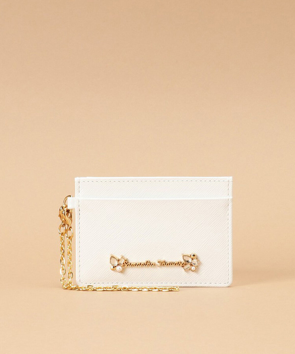 Samantha Thavasa「ラメレザービジュー パスケース」|定期入れ|ホワイト