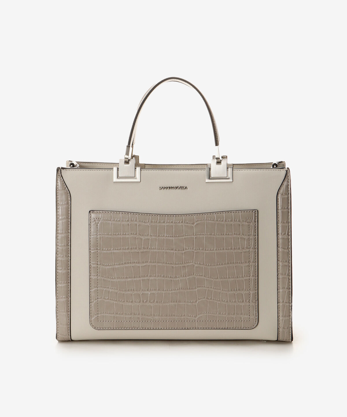 Samantha Vega「クロコ調シンプルBOXトートバッグ (大)」|トートバッグ|オフホワイト