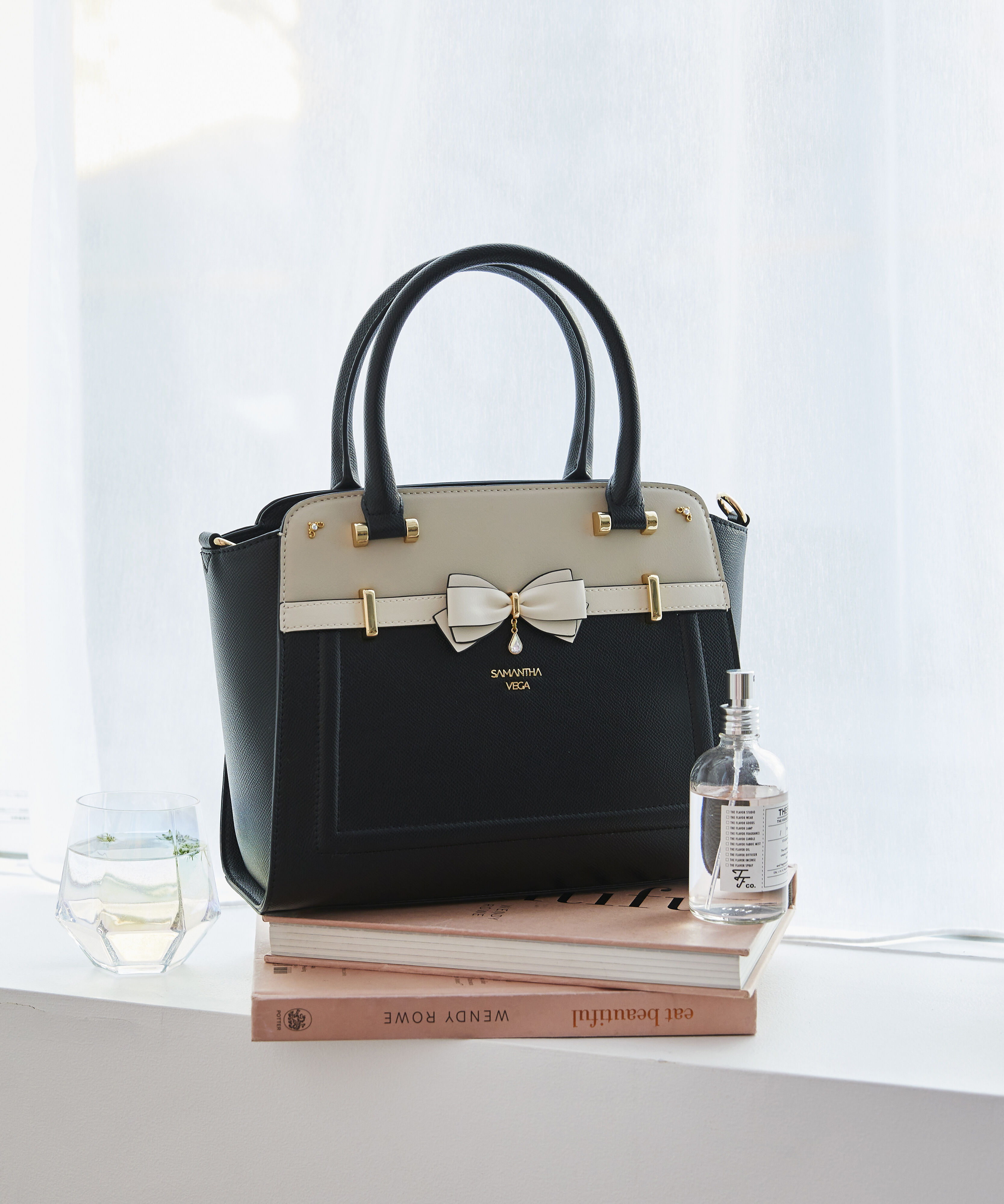 Samantha Vega「バイカラーアクセントリボントートバッグ」|ハンドバッグ|