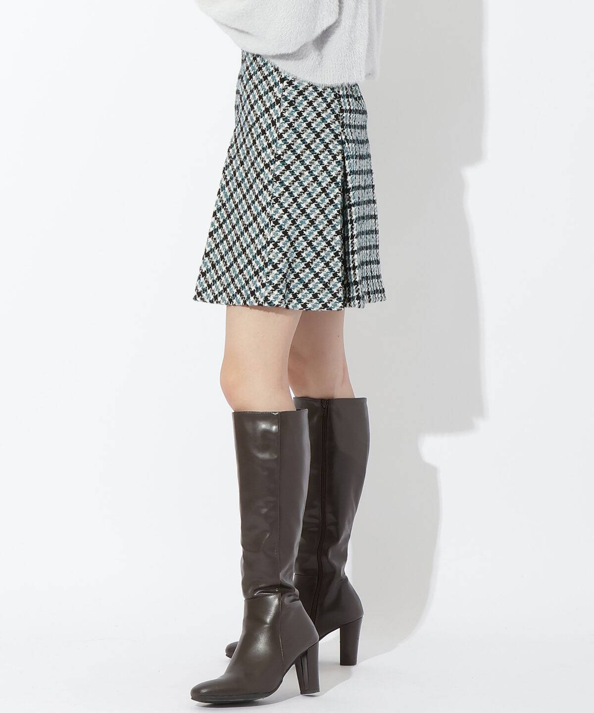 アンドクチュール「カラー千鳥ツイードミニスカート」|台形|