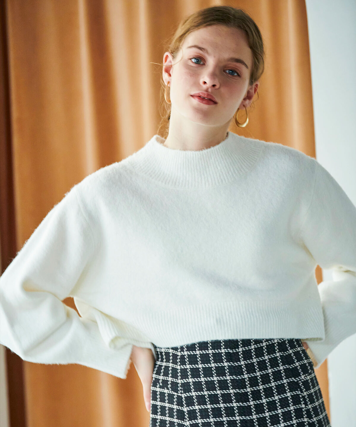 アンドクチュール「ウールMIXハイネックニットプルオーバー」|ニット・セーター|オフ