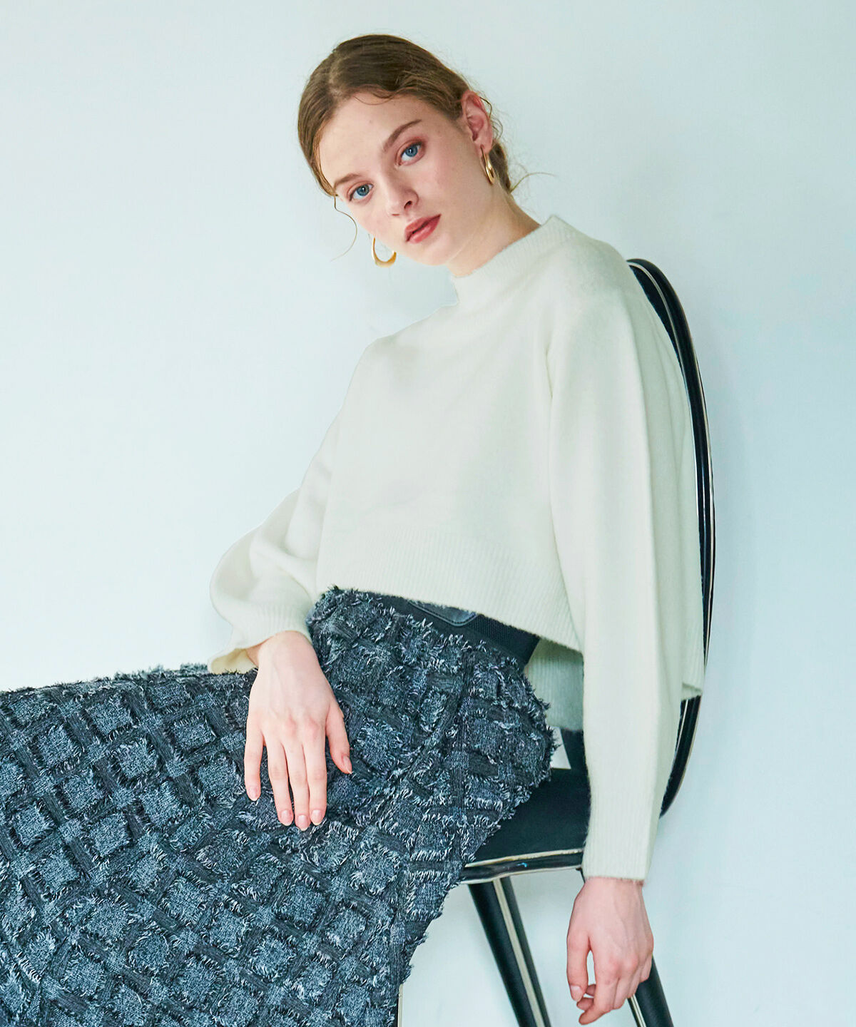 アンドクチュール「ウールMIXハイネックニットプルオーバー」|ニット・セーター|ベージュ