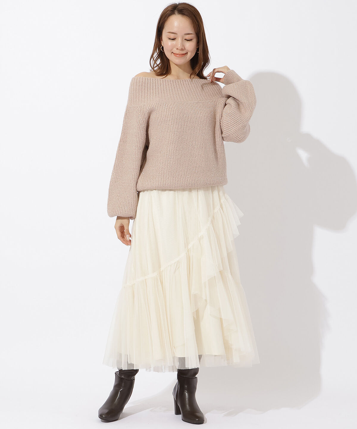 アンドクチュール「モヘアライクオフショルプルオーバー」|ニット・セーター|