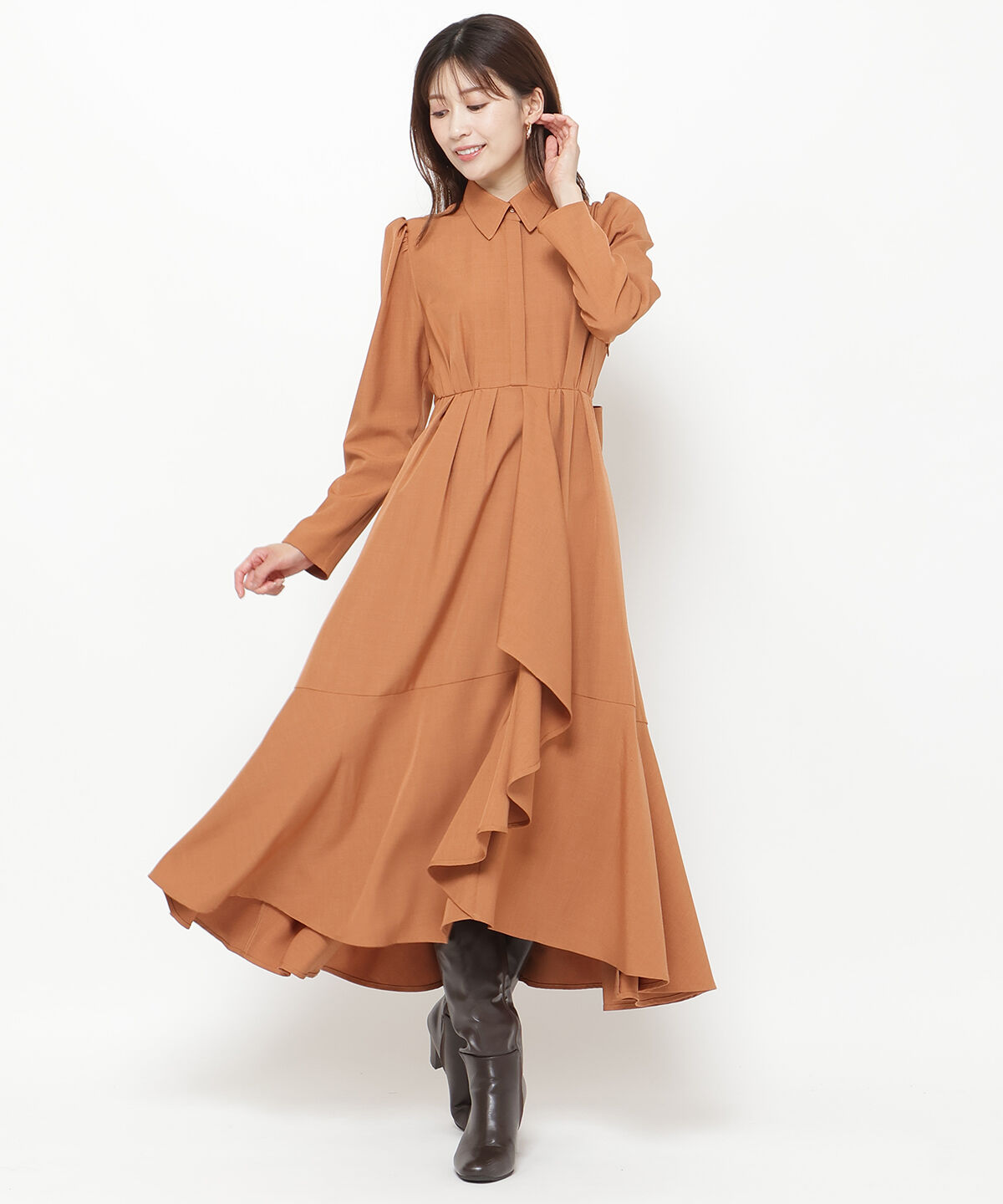 アンドクチュール「アシメラッフルフリルバックリボンワンピース」|ワンピース|