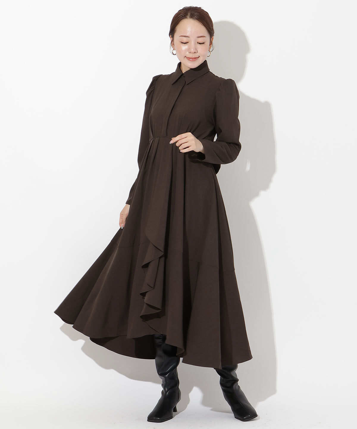 アンドクチュール「アシメラッフルフリルバックリボンワンピース」|ワンピース|