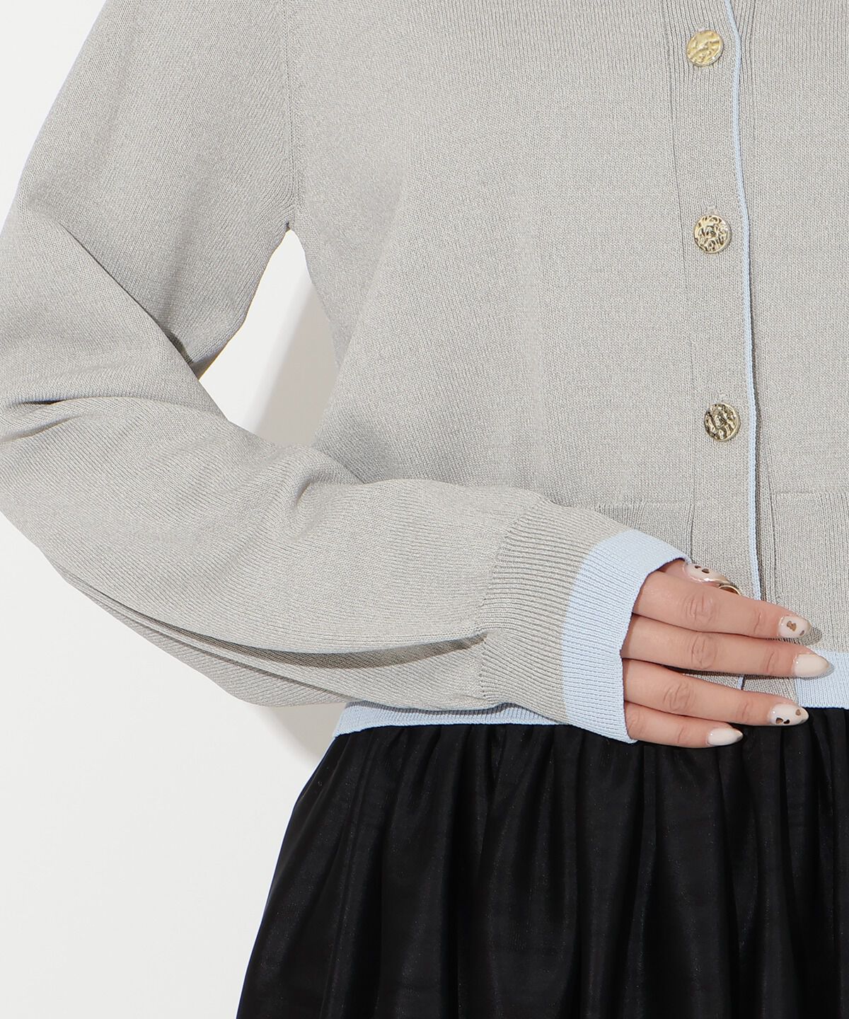 アンドクチュール「配色レイヤードライクニットカーディガン」|カーディガン|