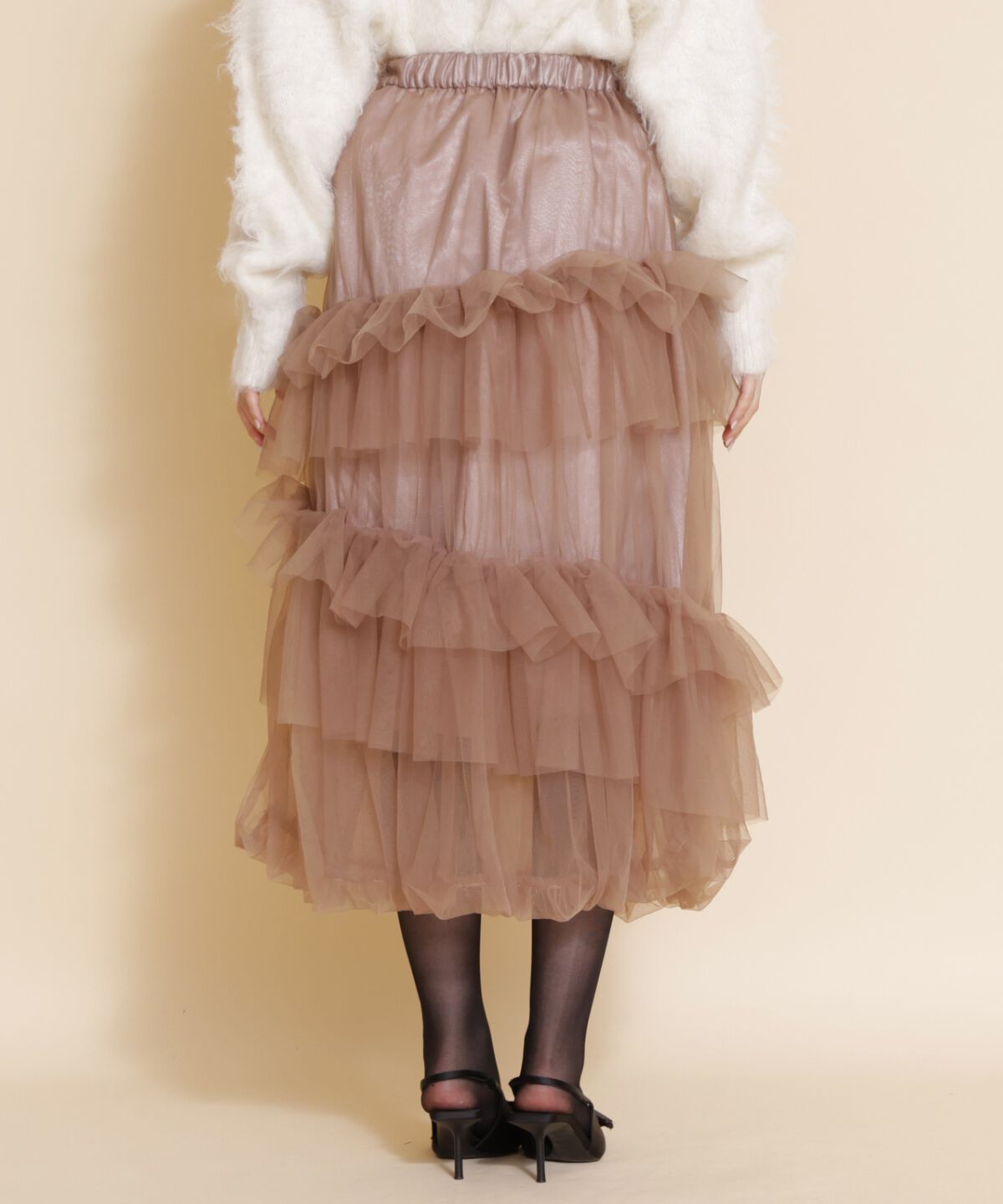 REDYAZEL「チュールフリルティアードスカート」|フレア|