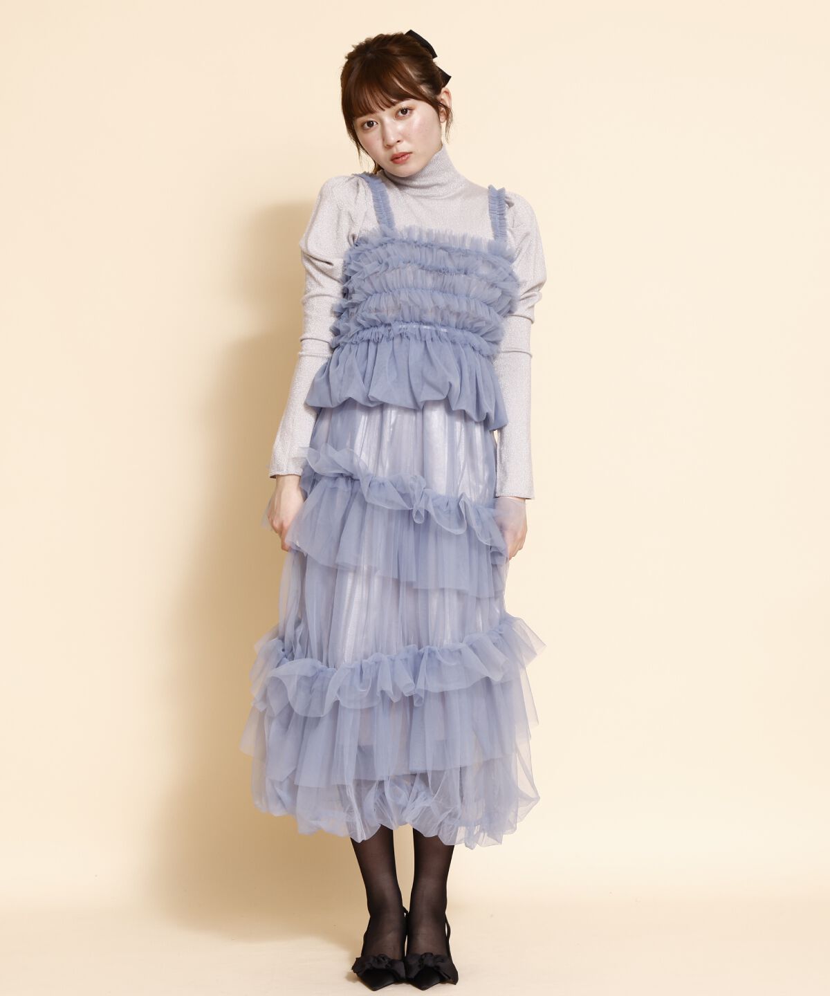REDYAZEL「チュールフリルティアードスカート」|フレア|