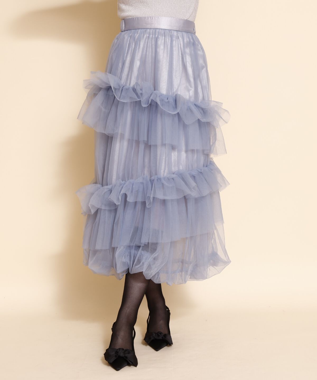 REDYAZEL「チュールフリルティアードスカート」|フレア|