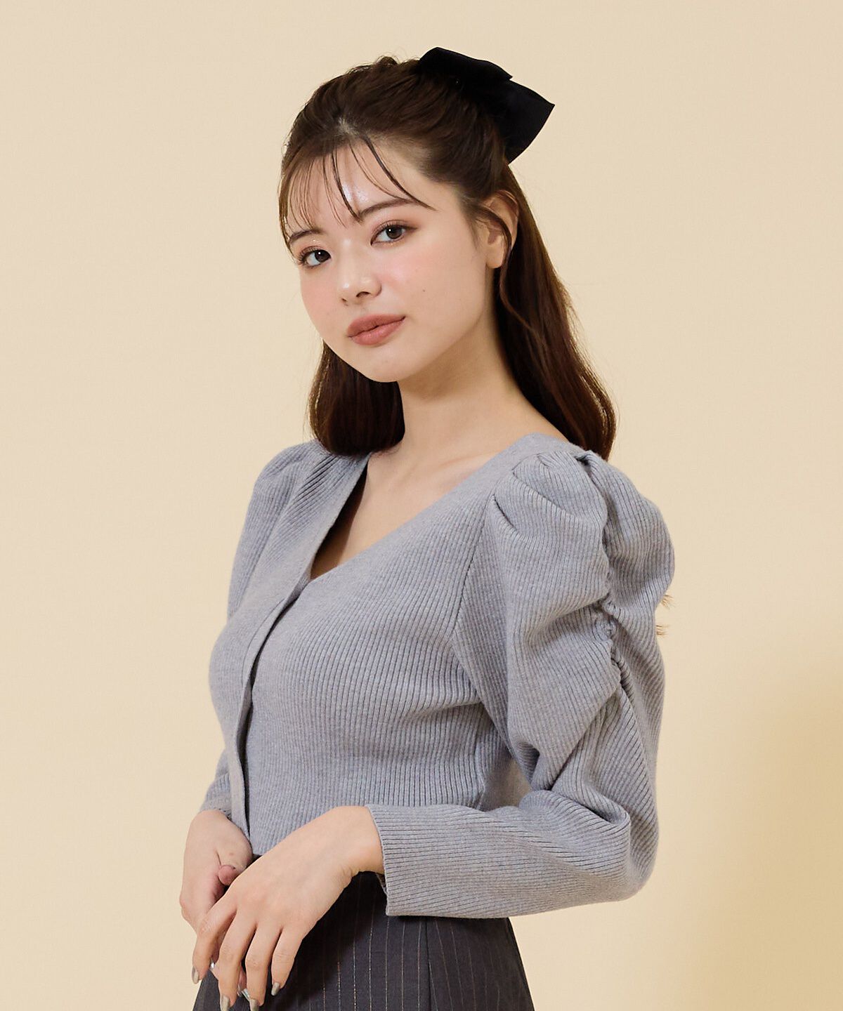 REDYAZEL「ボリュームショルダーリブカーディガン」|カーディガン|