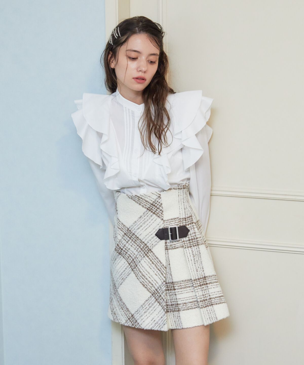 REDYAZEL「ブークレチェックミニスカート」|フレア|