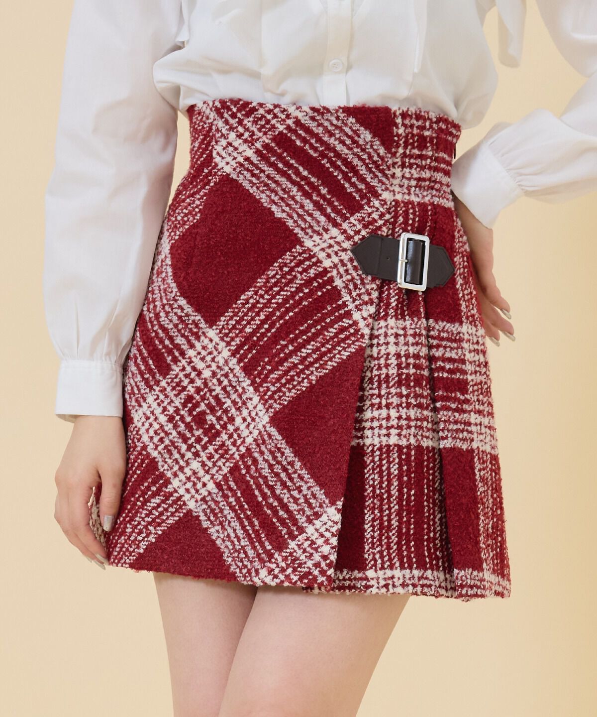 REDYAZEL「ブークレチェックミニスカート」|フレア|