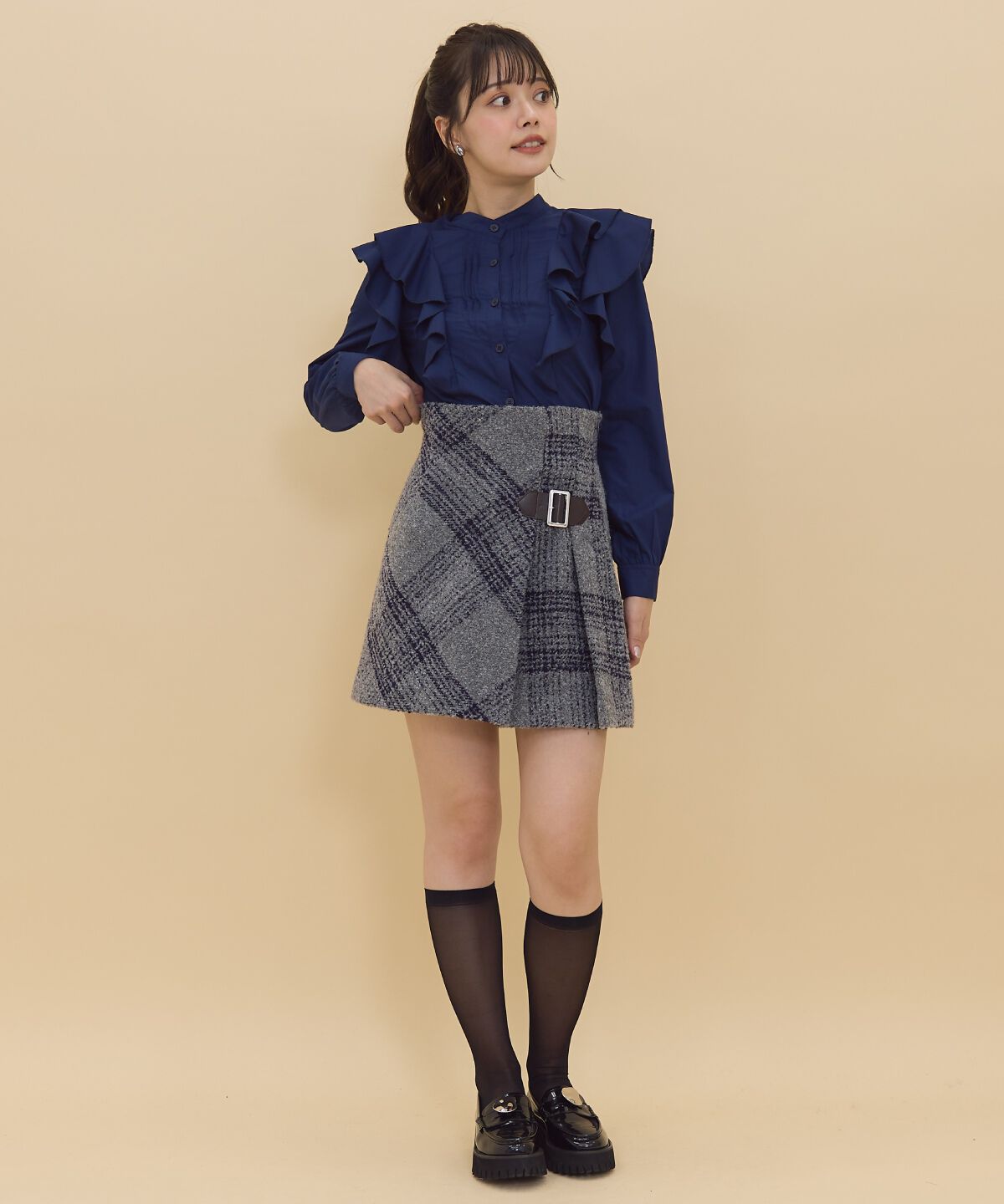 REDYAZEL「ブークレチェックミニスカート」|フレア|