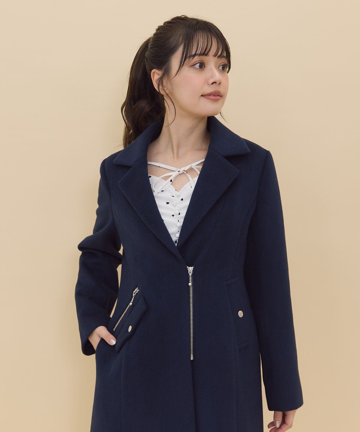 REDYAZEL「ジップチェスターコート」|ステンカラーコート|