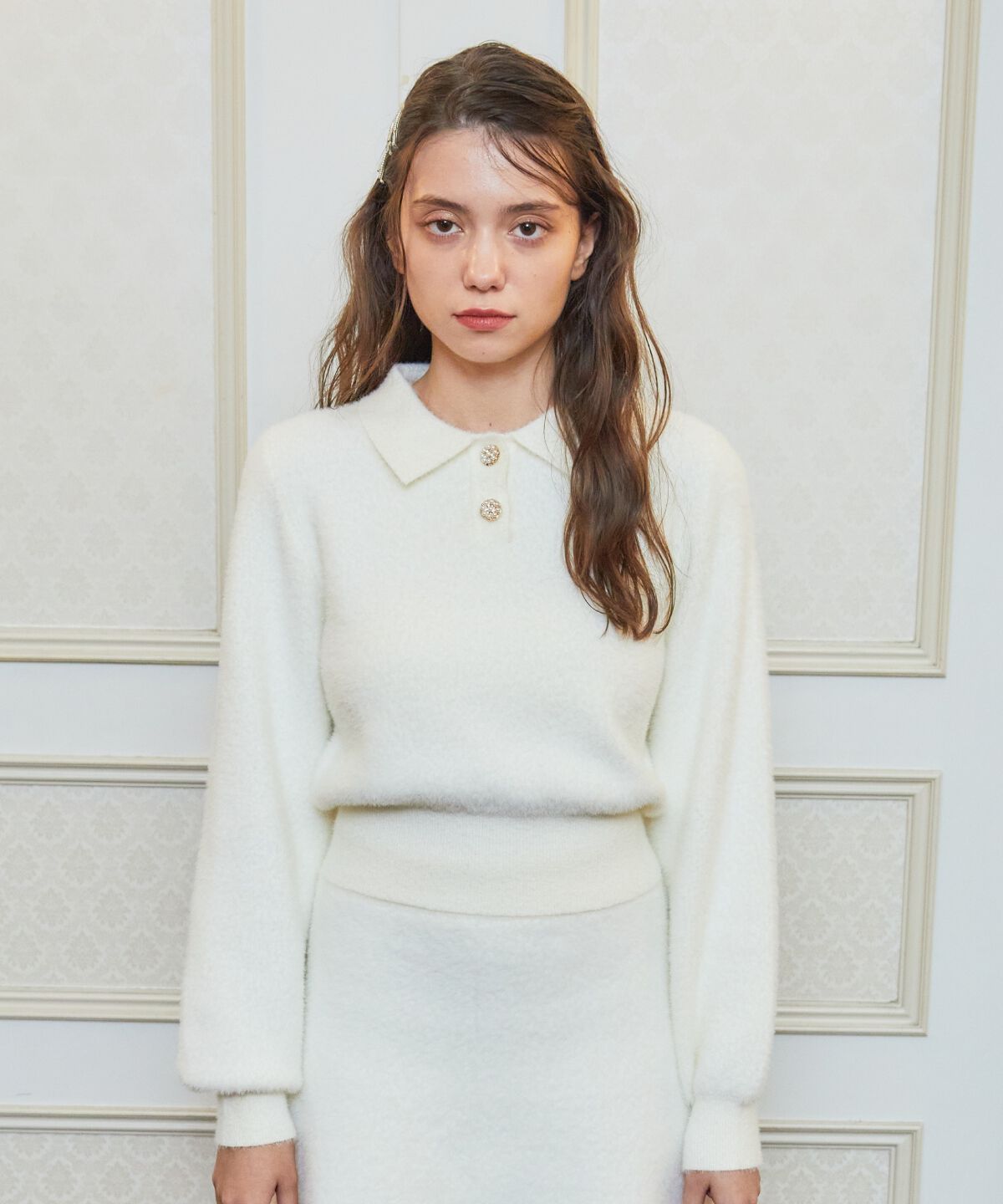 REDYAZEL「シャギーポロニットトップス」|ニット・セーター|