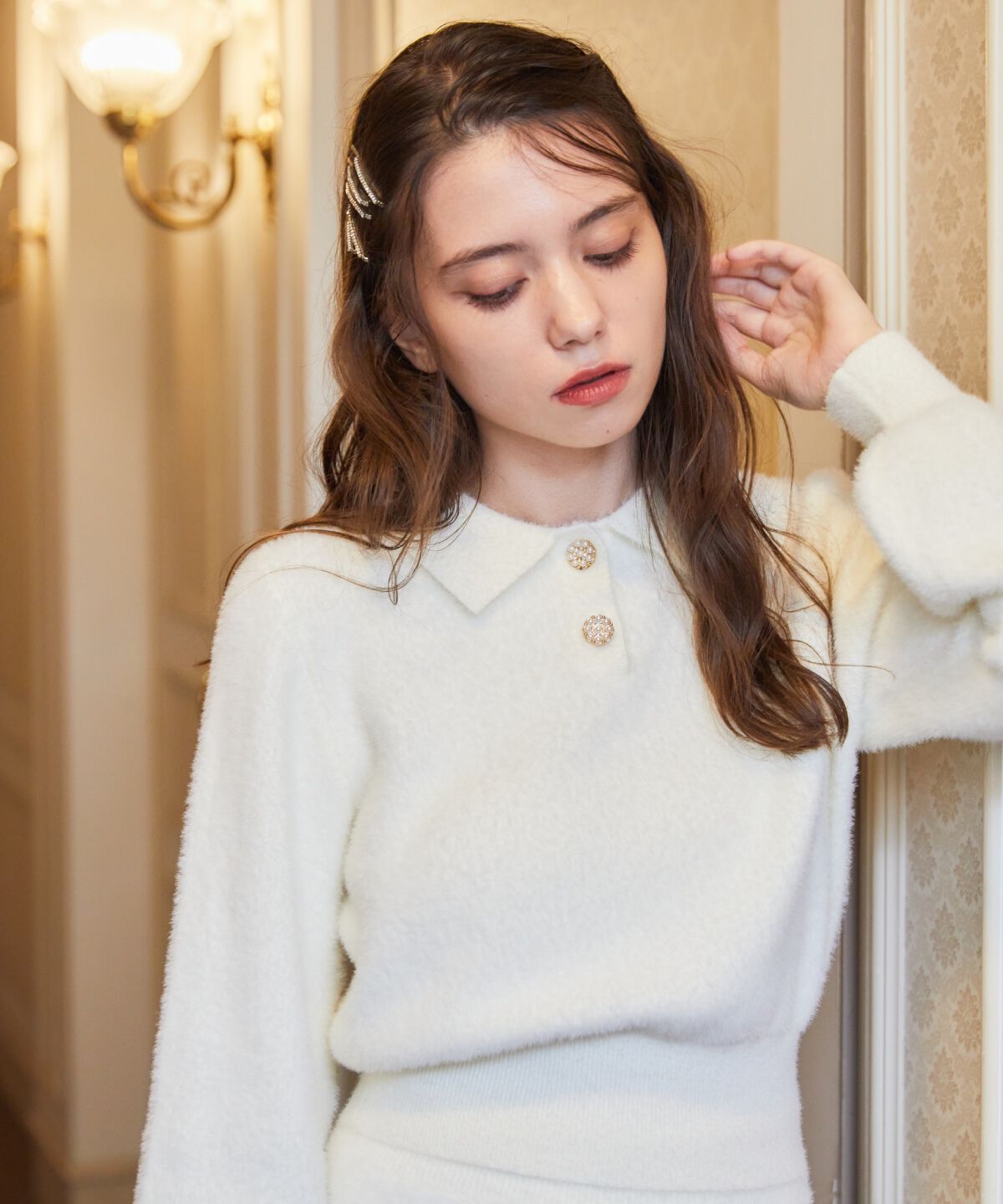 REDYAZEL「シャギーポロニットトップス」|ニット・セーター|