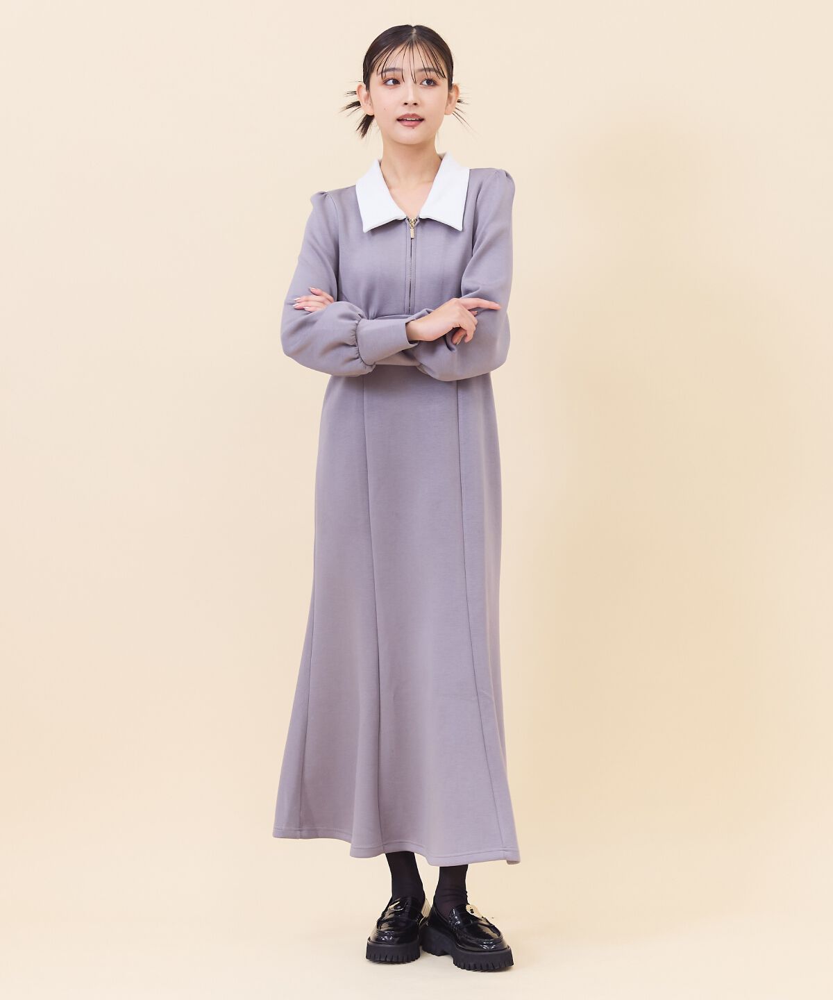 REDYAZEL「襟付きダンボールロングワンピース」|ワンピース|
