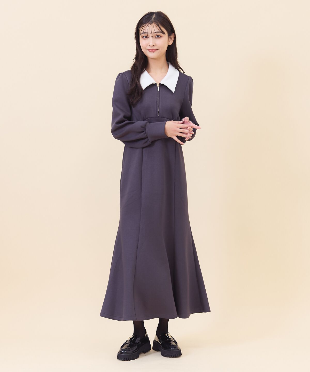 REDYAZEL「襟付きダンボールロングワンピース」|ワンピース|