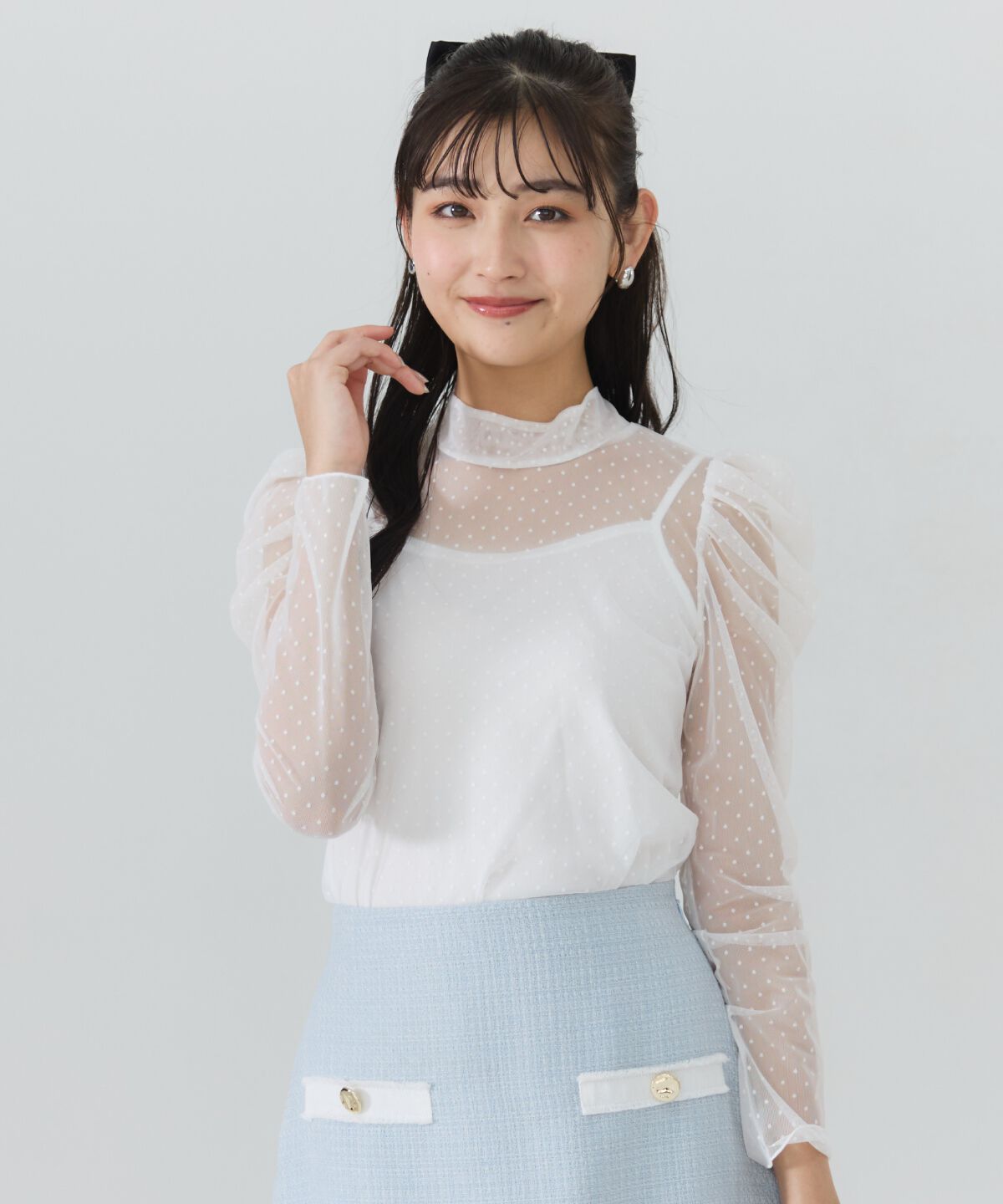 REDYAZEL「ドットドビーチュールブラウス」|シャツ・ブラウス|白系ｼﾞｬｶﾞｰﾄﾞ