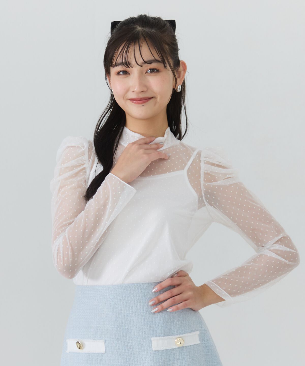 REDYAZEL「ドットドビーチュールブラウス」|シャツ・ブラウス|