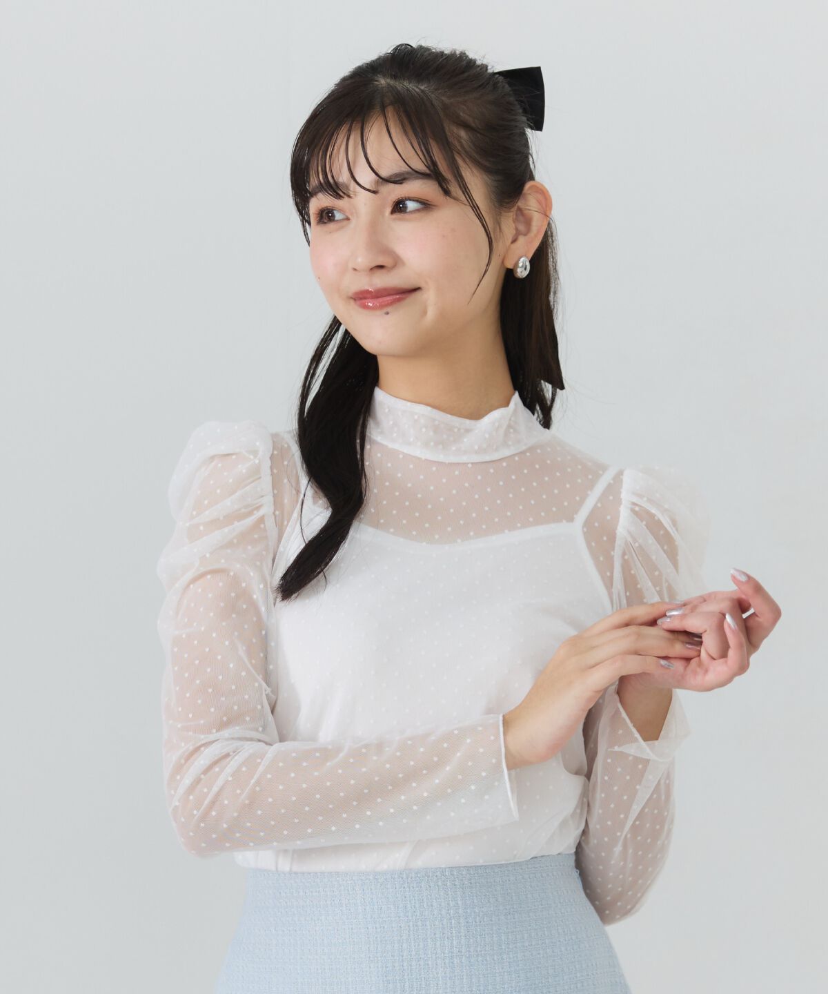 REDYAZEL「ドットドビーチュールブラウス」|シャツ・ブラウス|