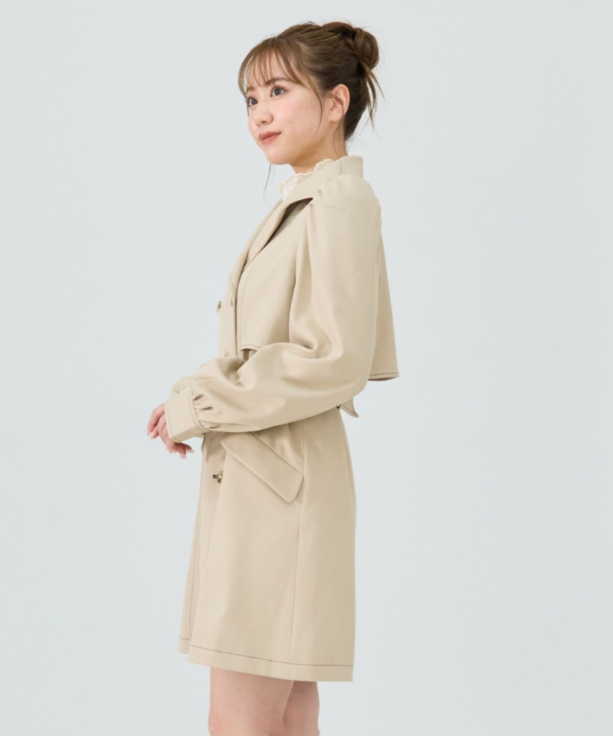 REDYAZEL「パフスリーブミニトレンチコート」|トレンチコート|