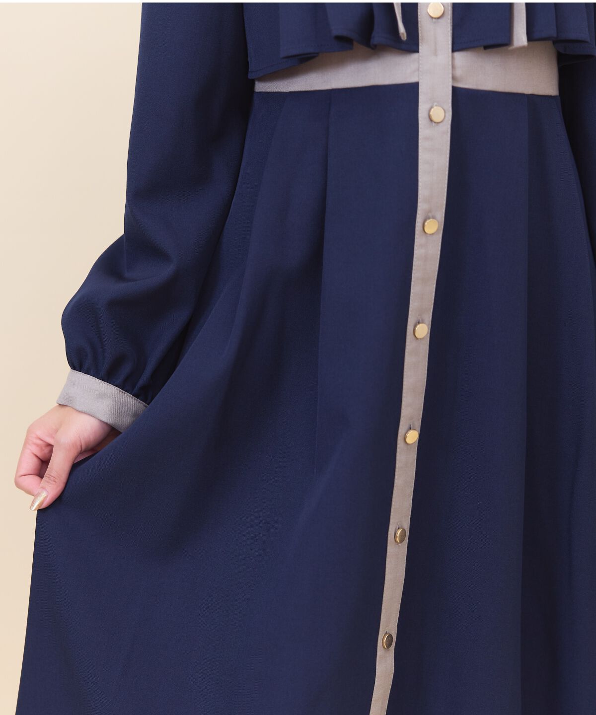 REDYAZEL「バイカラータックプリーツシャツワンピース」|ワンピース|