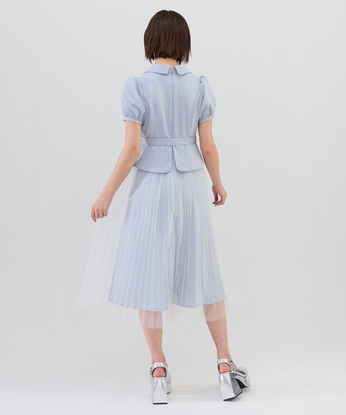 REDYAZEL「ツイル&times;チュールプリーツワンピース」|ワンピース|