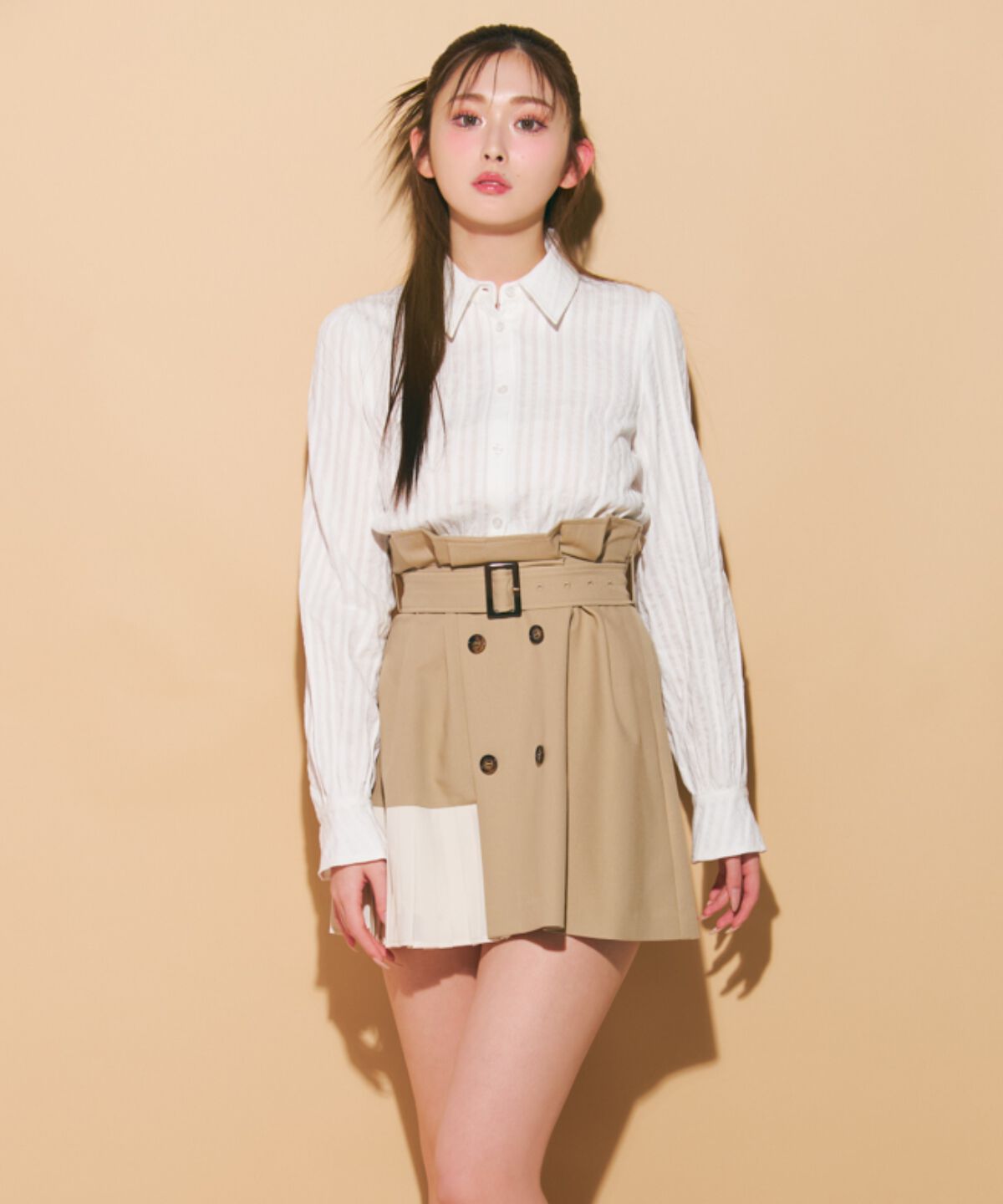 REDYAZEL「プリーツアシメミニスカート」|フレア|