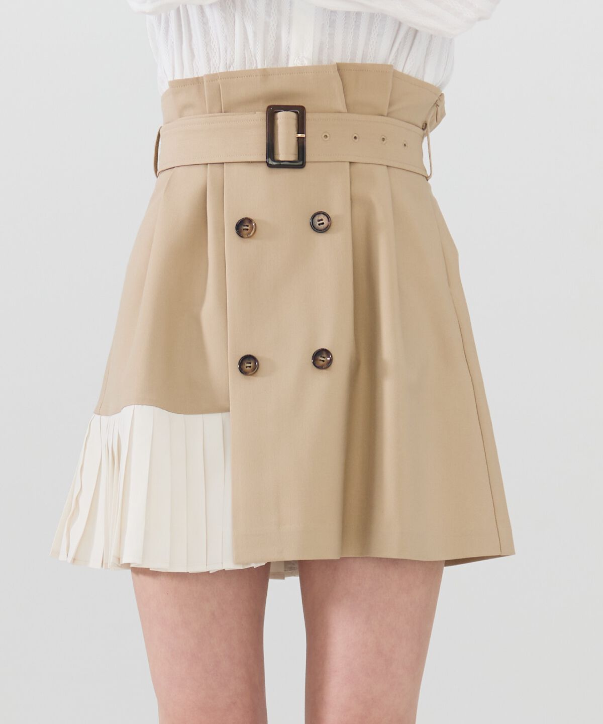 REDYAZEL「プリーツアシメミニスカート」|フレア|