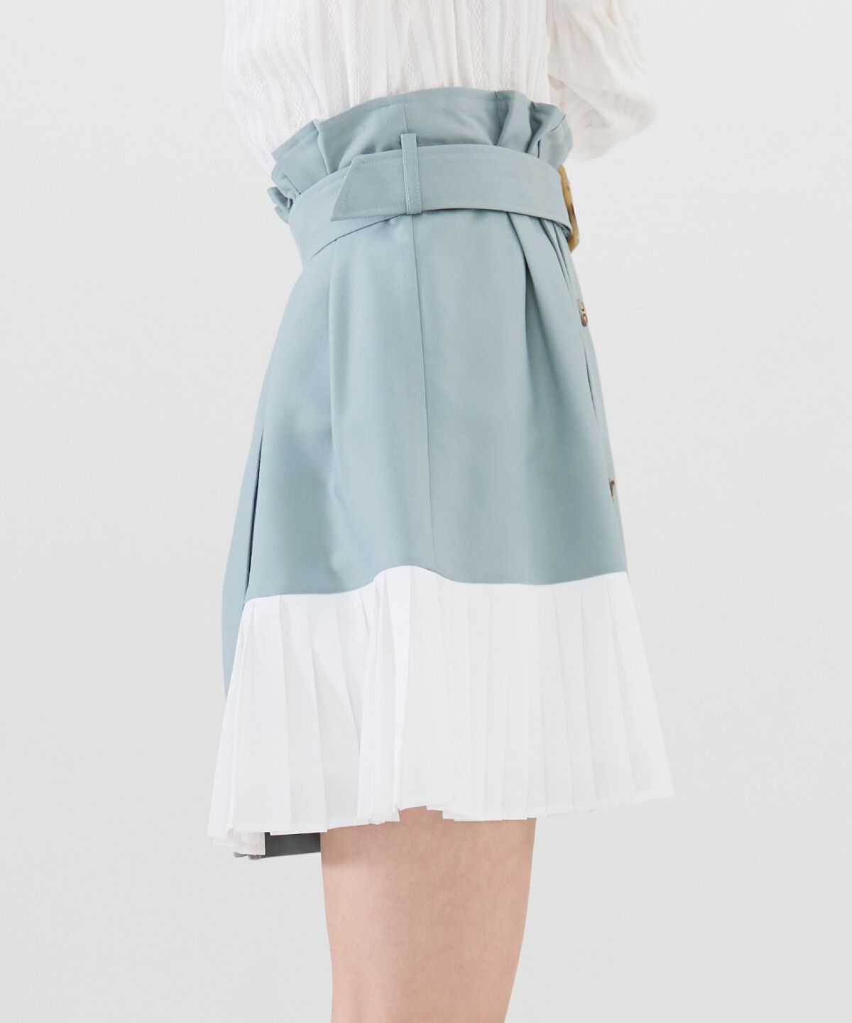 REDYAZEL「プリーツアシメミニスカート」|フレア|