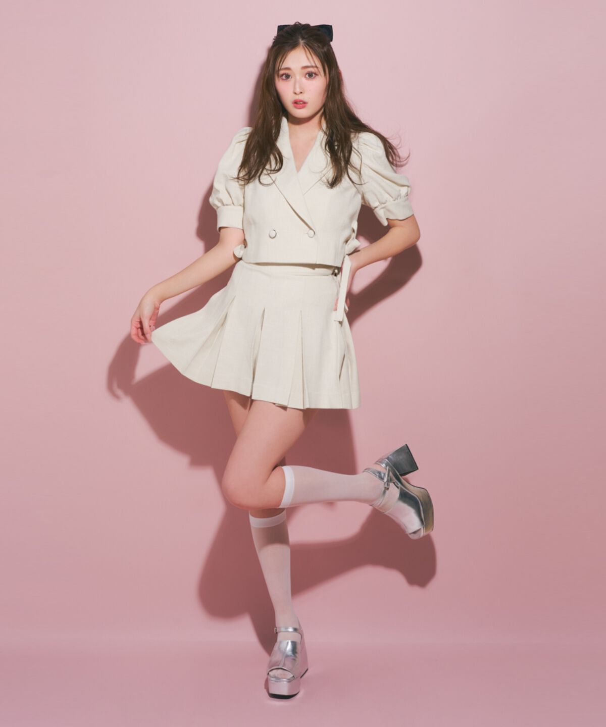 REDYAZEL「サイドレースアップ半袖ショートジャケット」|テーラードジャケット|