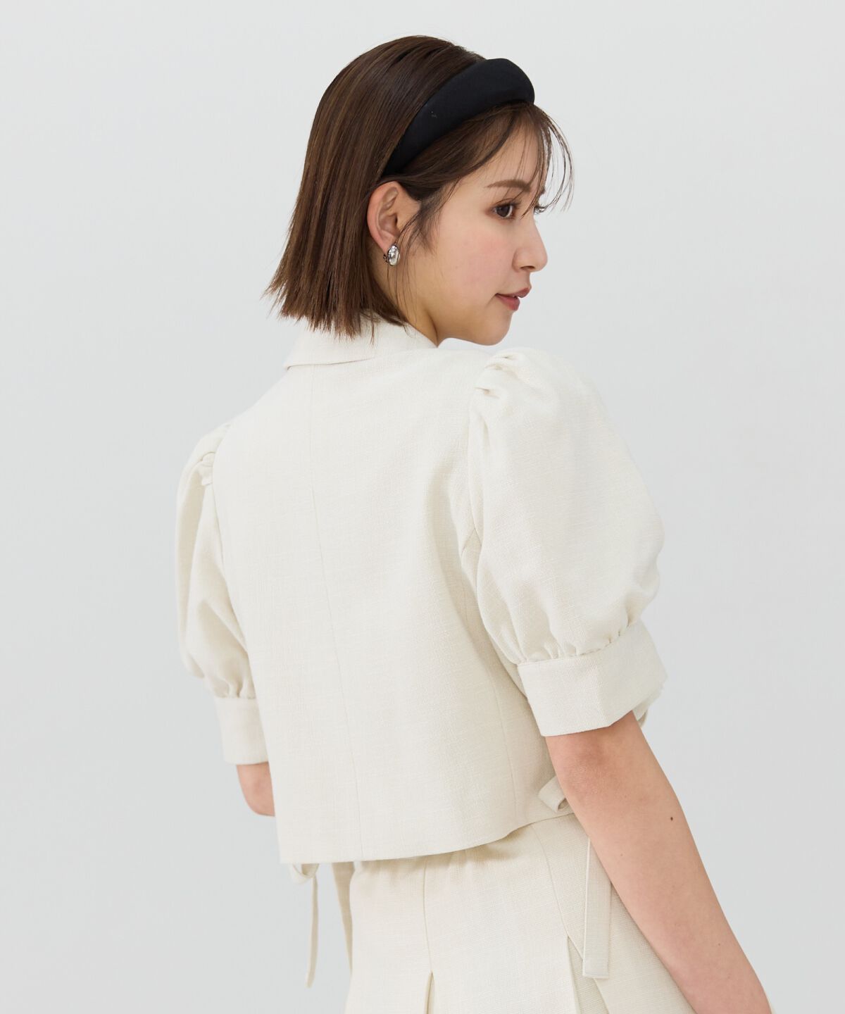 REDYAZEL「サイドレースアップ半袖ショートジャケット」|テーラードジャケット|