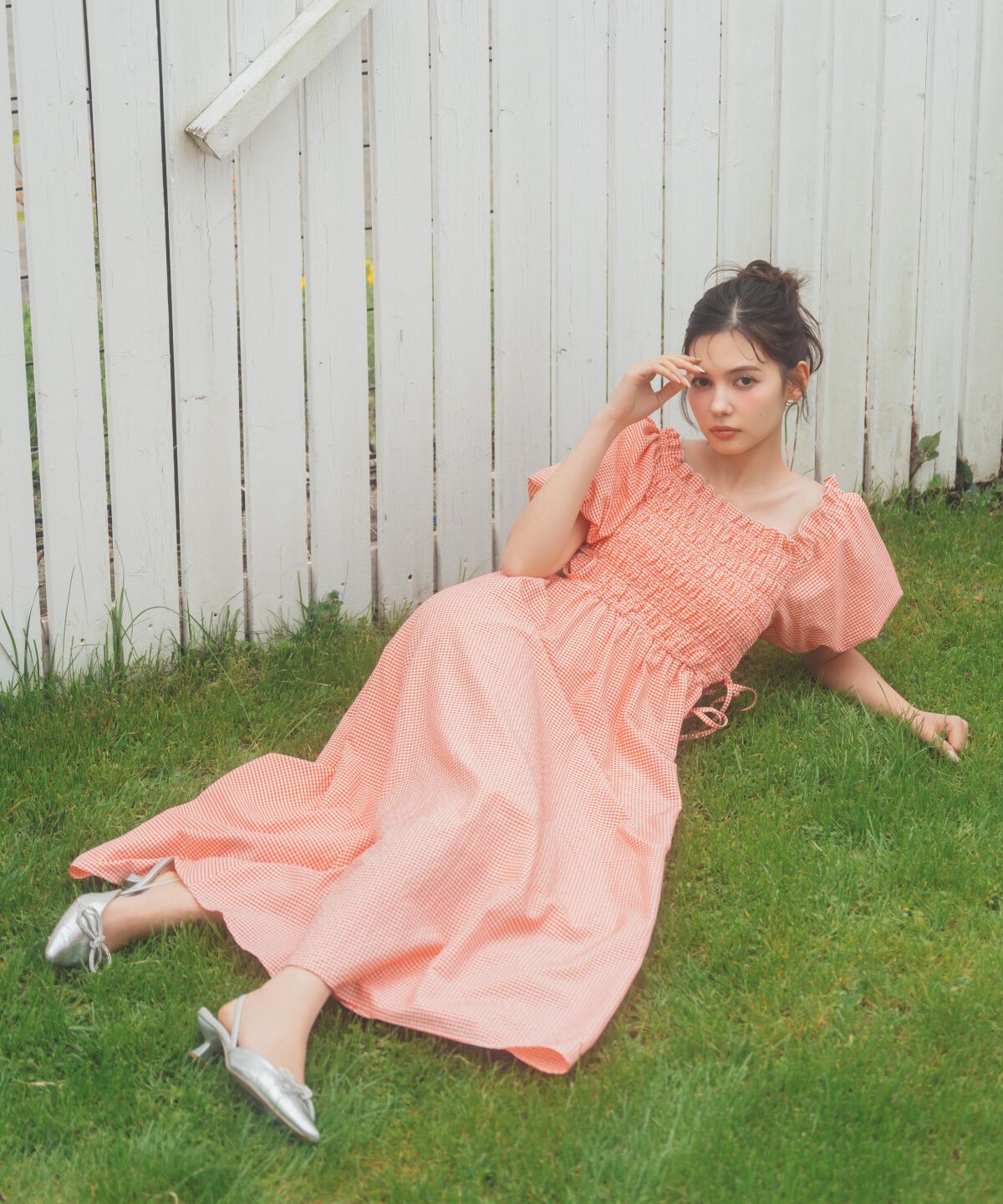 REDYAZEL「シャーリングギンガムチェックワンピース」|ワンピース|赤系チェック