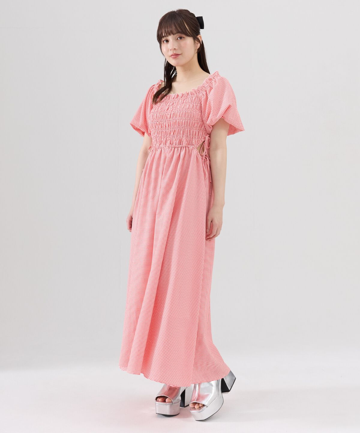 REDYAZEL「シャーリングギンガムチェックワンピース」|ワンピース|