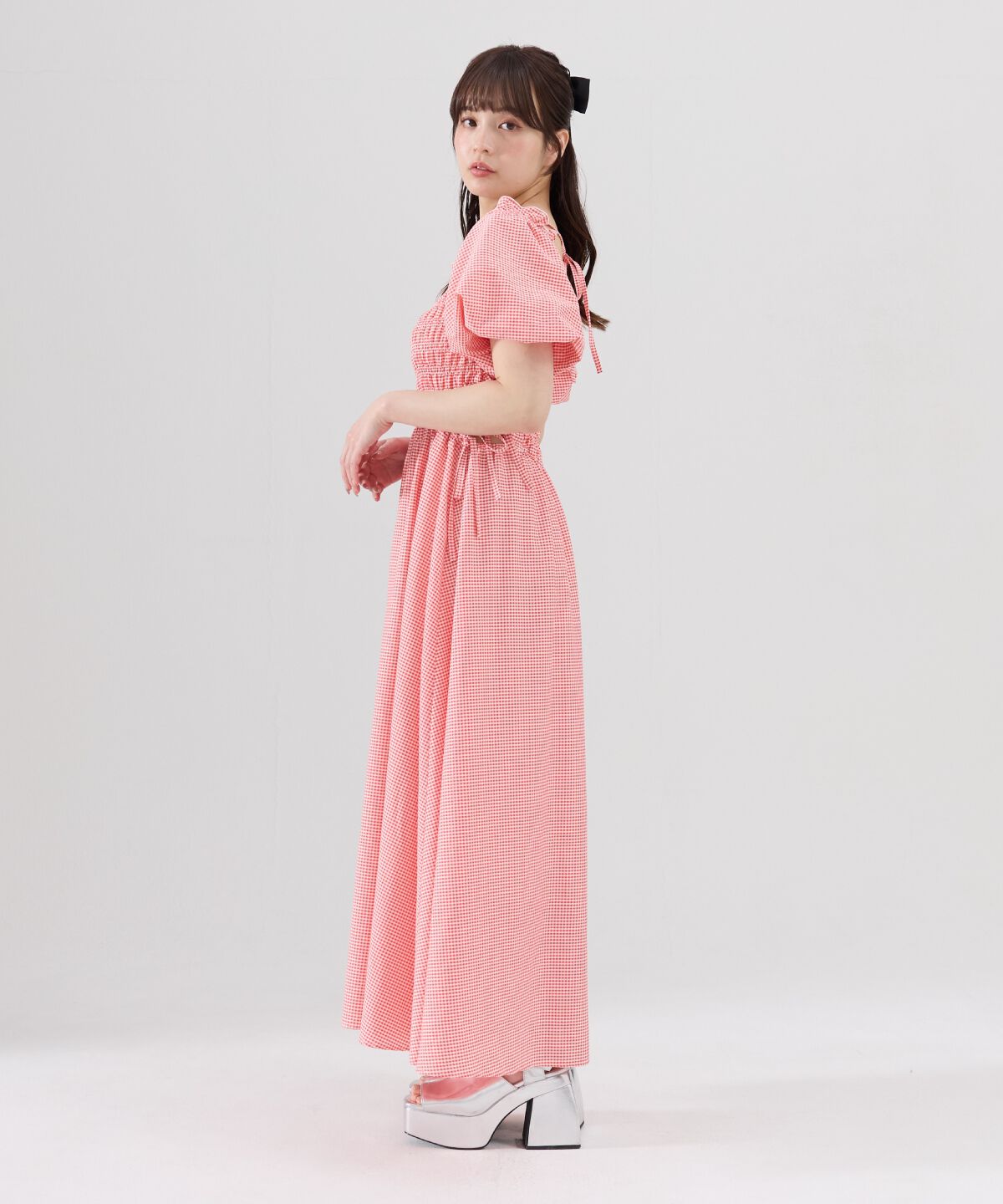 REDYAZEL「シャーリングギンガムチェックワンピース」|ワンピース|