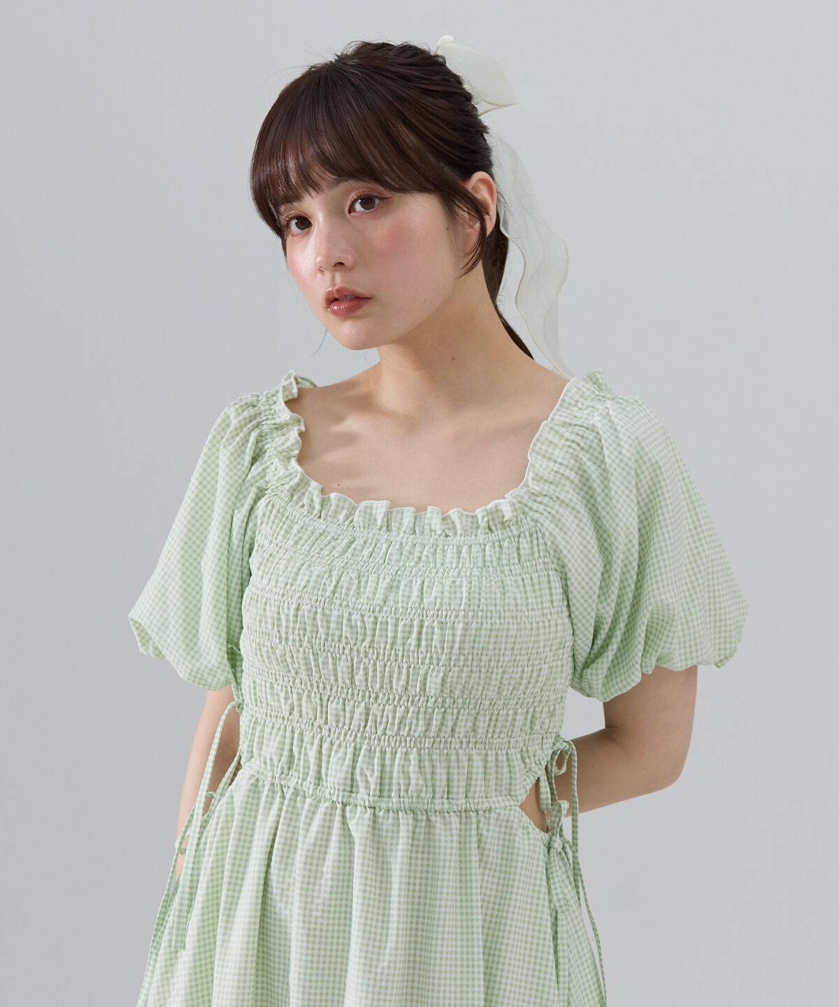 REDYAZEL「シャーリングギンガムチェックワンピース」|ワンピース|