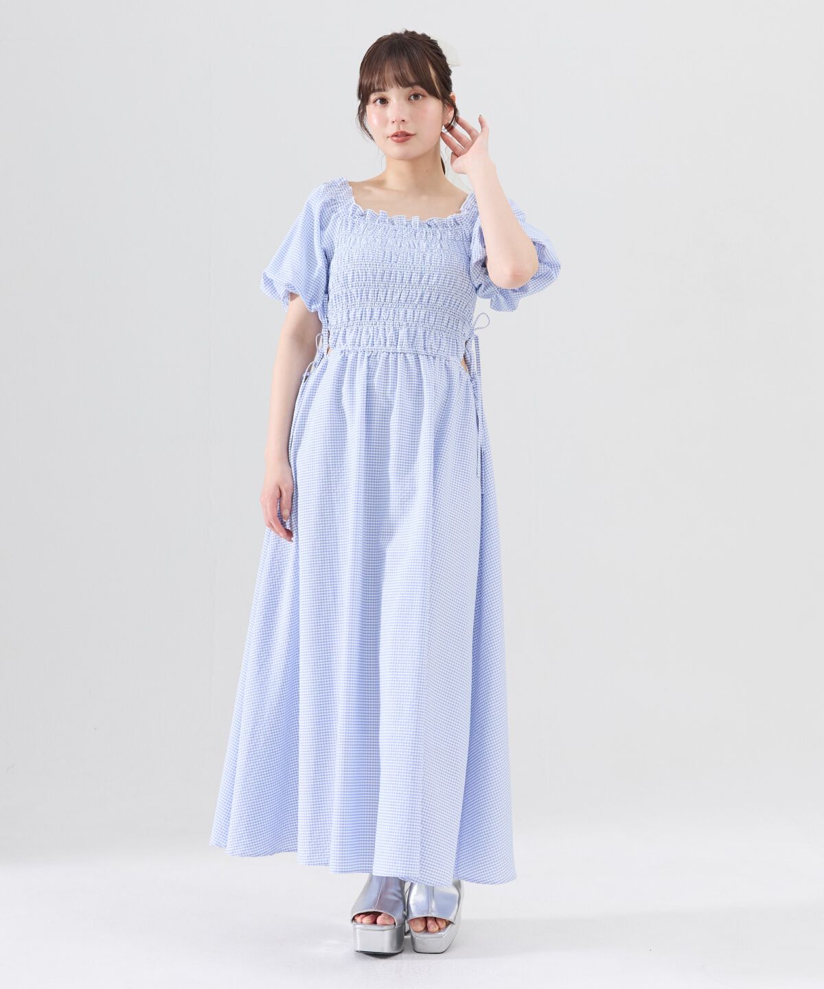 REDYAZEL「シャーリングギンガムチェックワンピース」|ワンピース|