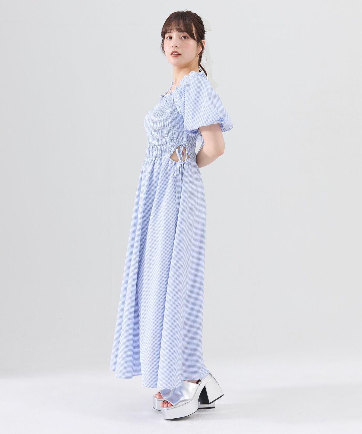 REDYAZEL「シャーリングギンガムチェックワンピース」|ワンピース|