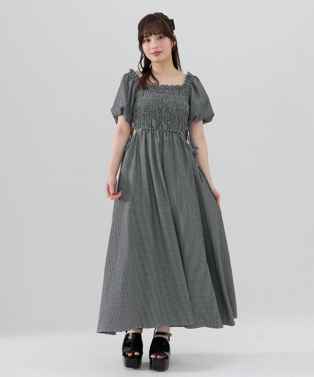 REDYAZEL「シャーリングギンガムチェックワンピース」|ワンピース|