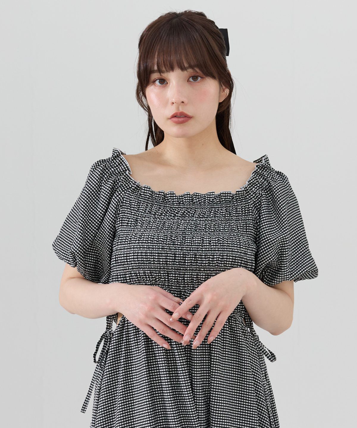 REDYAZEL「シャーリングギンガムチェックワンピース」|ワンピース|