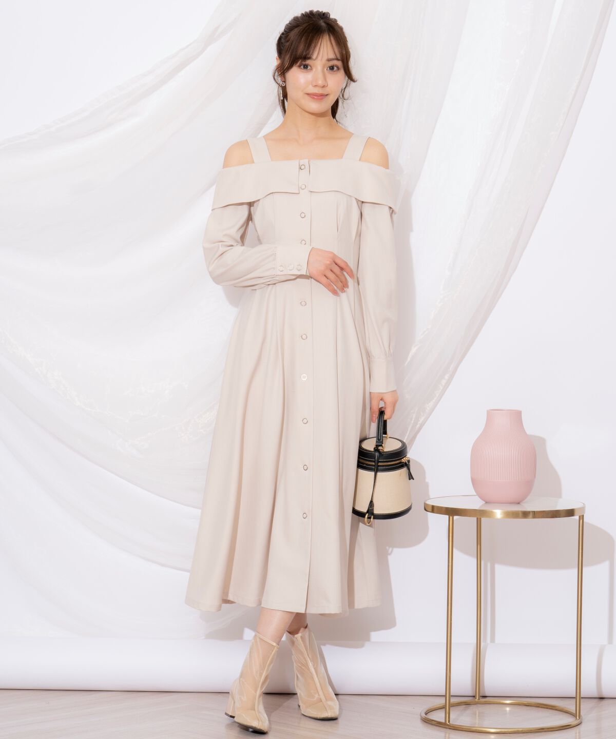 WILLSELECTION「ショルダーリボンタックウエストシャツワンピース」|ワンピース|