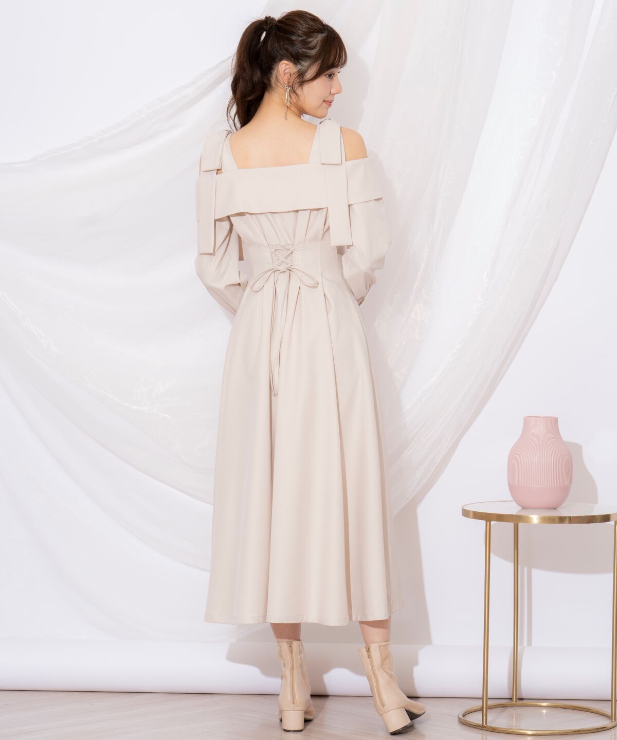 WILLSELECTION「ショルダーリボンタックウエストシャツワンピース」|ワンピース|