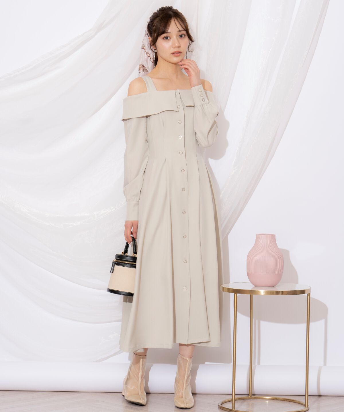 WILLSELECTION「ショルダーリボンタックウエストシャツワンピース」|ワンピース|