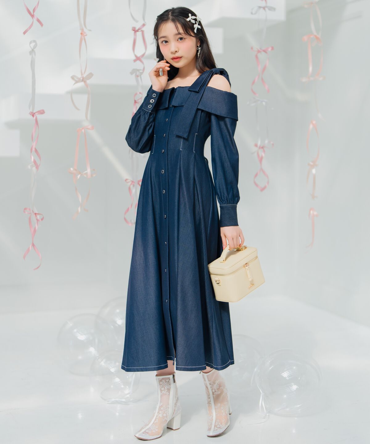 WILLSELECTION「ショルダーリボンタックウエストシャツワンピース」|ワンピース|