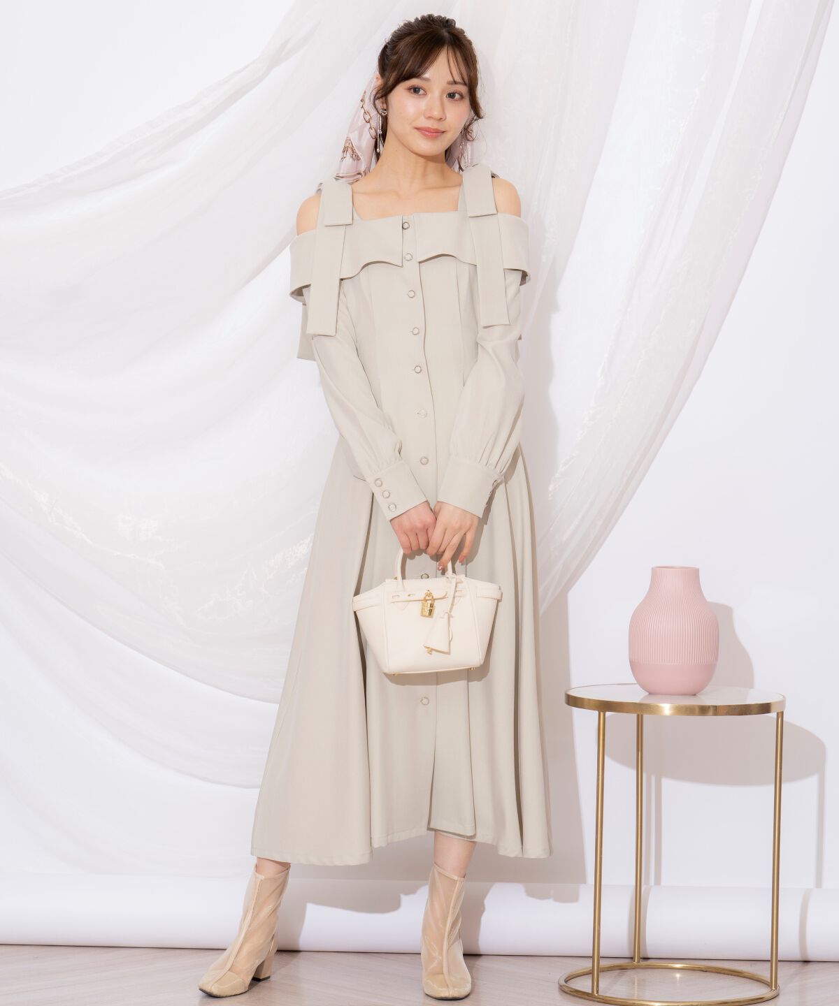 WILLSELECTION「ショルダーリボンタックウエストシャツワンピース」|ワンピース|