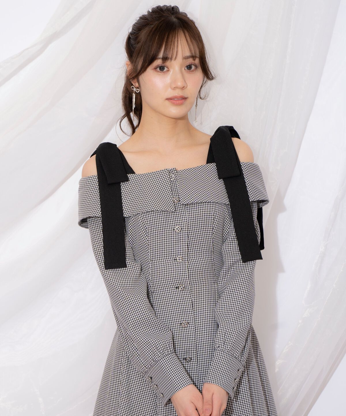 WILLSELECTION「ショルダーリボンタックウエストシャツワンピース」|ワンピース|