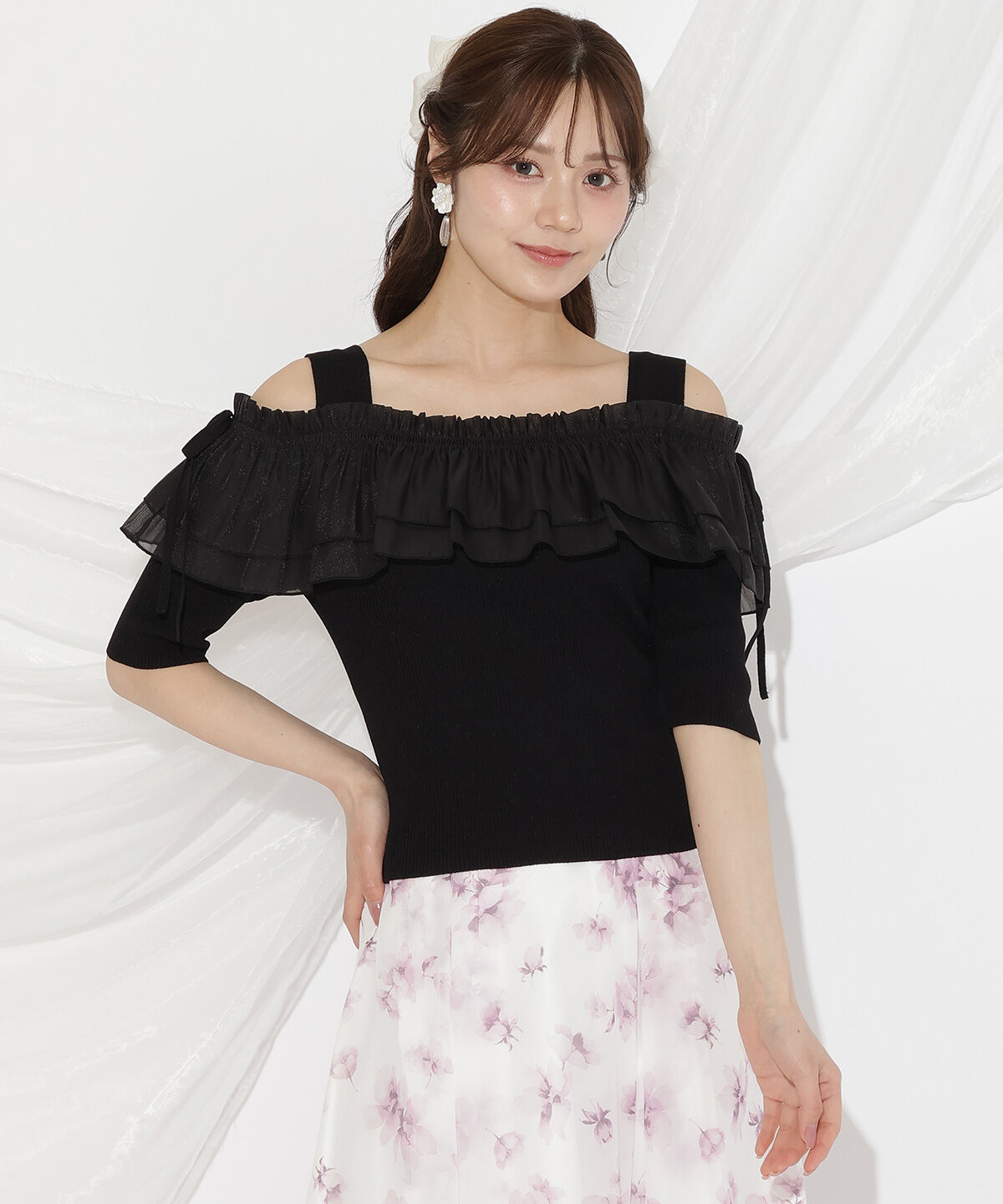 WILLSELECTION「シアーボリュームフリルニットプルオーバー」|ニット・セーター|